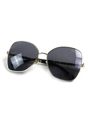 Chanel T 8 Butterfly Shape Sunglasses Eyewear with CC Logo Faux Pearl Chain